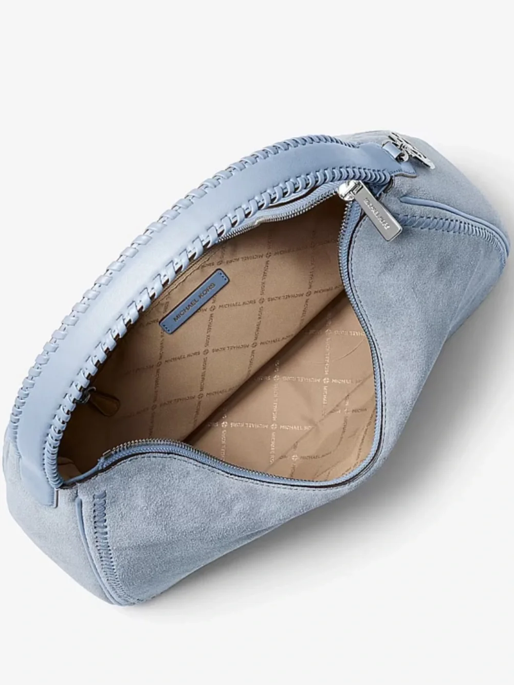 MICHAEL KORS Nayla Medium Suede Hobo Shoulder Bag Pale Blue  NWT